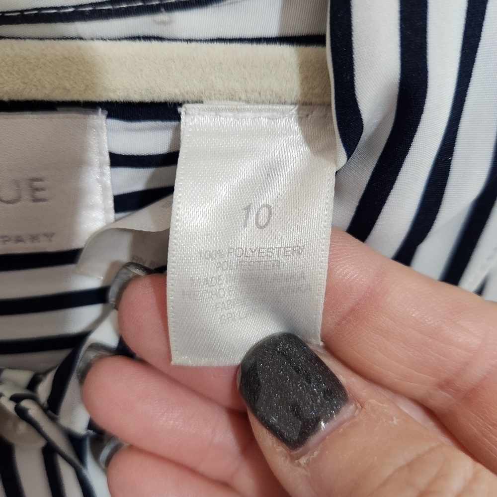 Womens black and white stripe blouse, size 10 - Picture 4 of 8